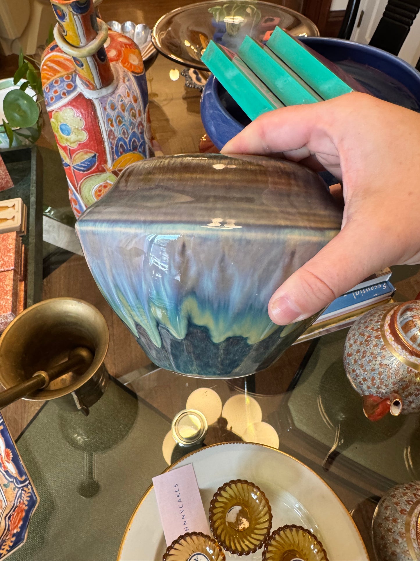 Blue Drip Glazed Vase