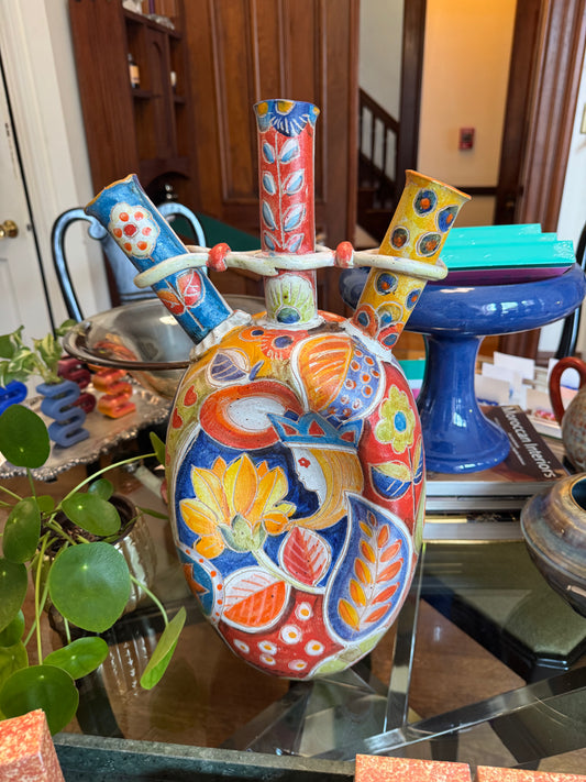 Hand Painted Italian Ceramic Vase With Nature Queen Motif (Samono, Positano)