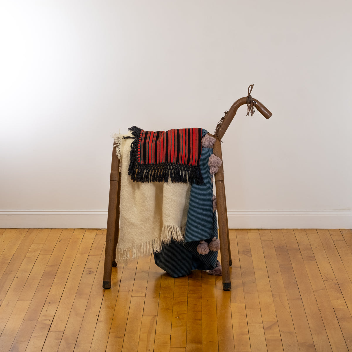 Whimsical Welded Iron Pipe Horse Folk Art Saddle Stand