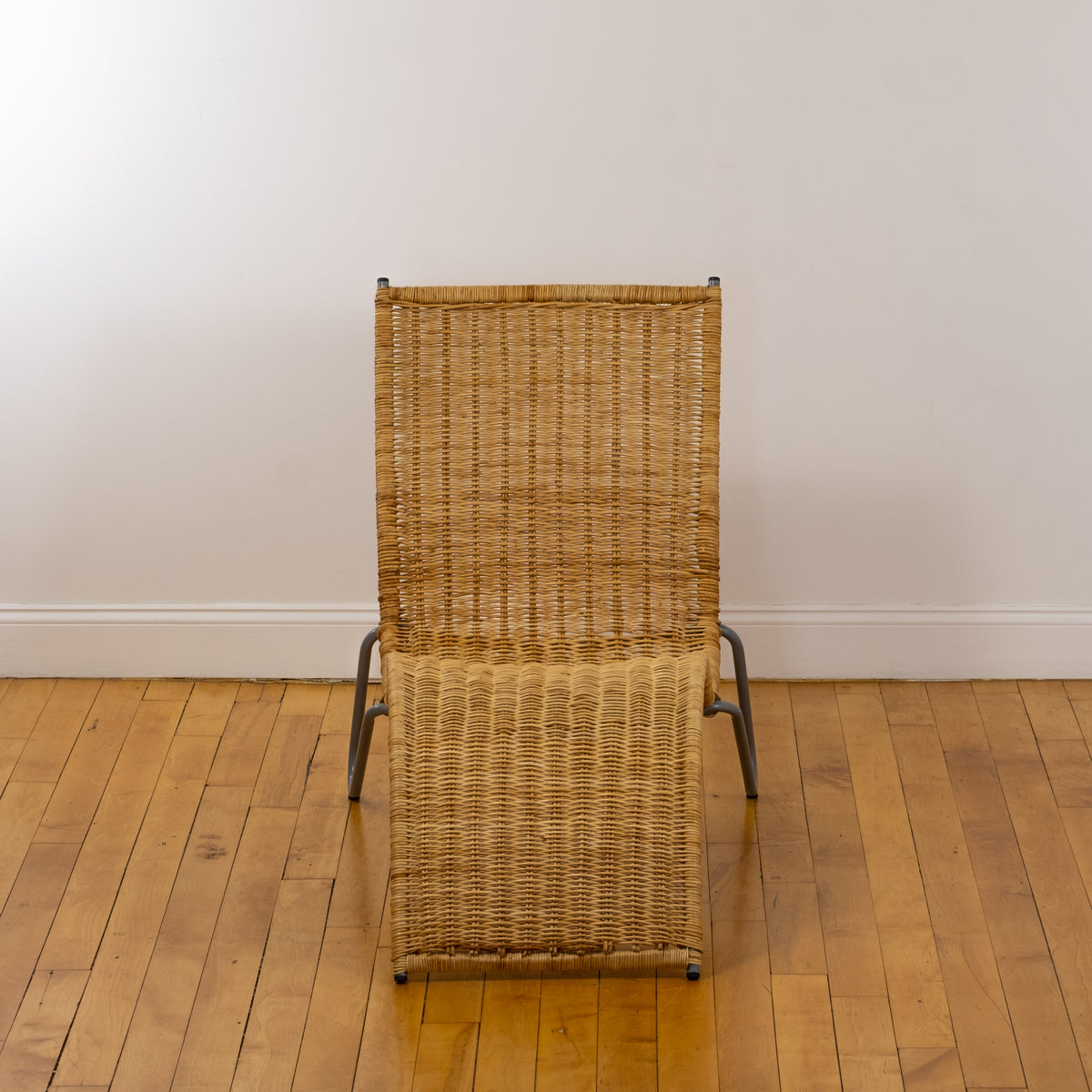 Vintage Karl Malmvall for IKEA Karlslund Woven Rattan Wave Chaise
