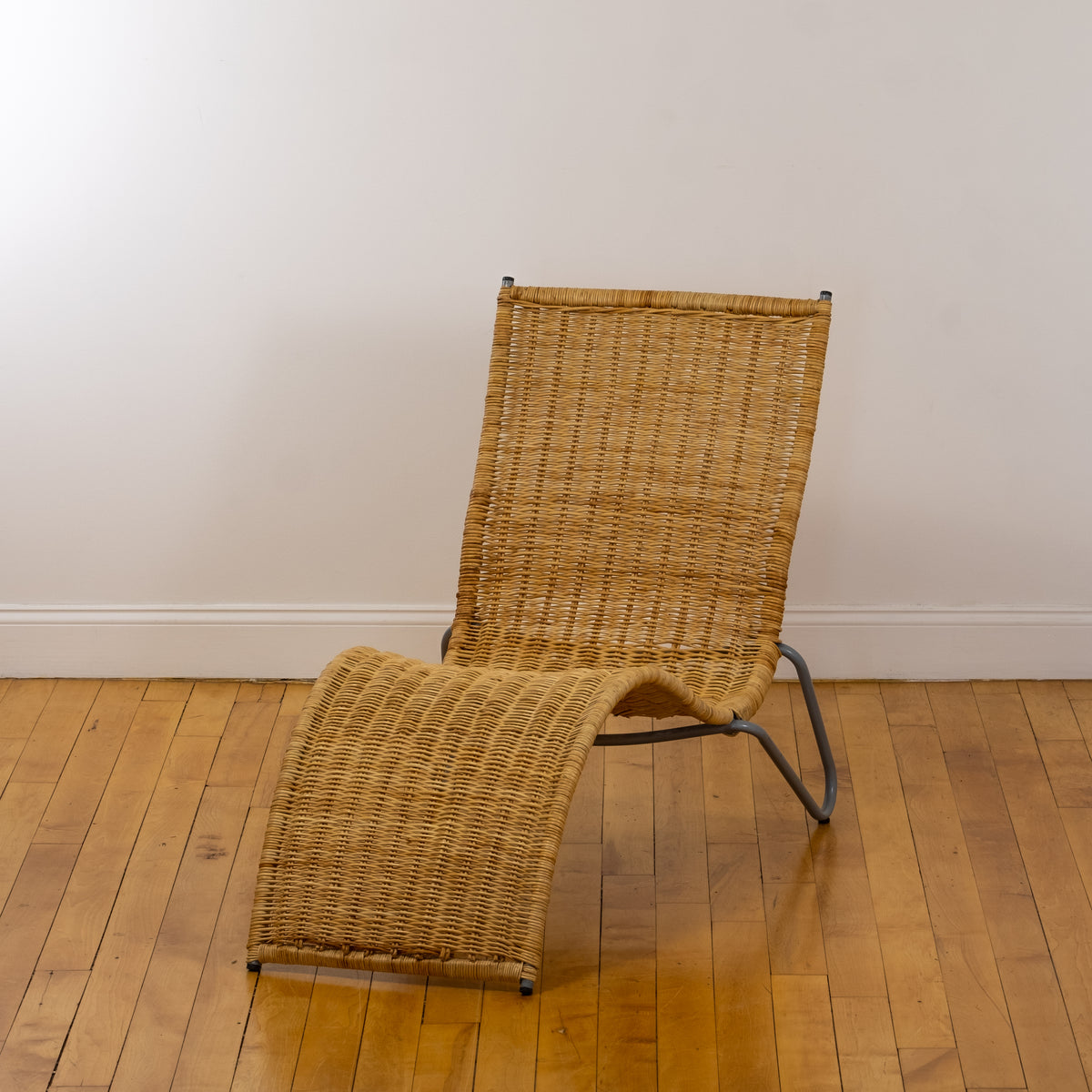 Vintage Karl Malmvall for IKEA Karlslund Woven Rattan Wave Chaise