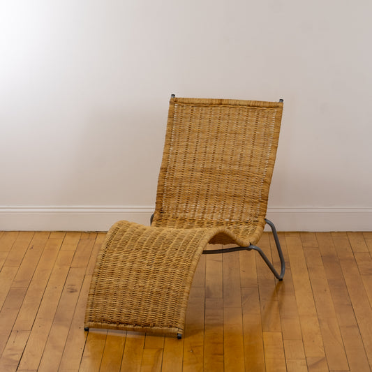 Vintage Karl Malmvall for IKEA Karlslund Woven Rattan Wave Chaise