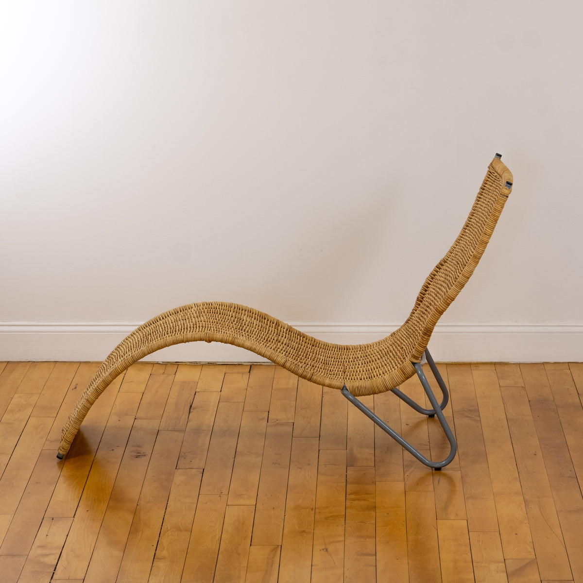 Vintage Karl Malmvall for IKEA Karlslund Woven Rattan Wave Chaise