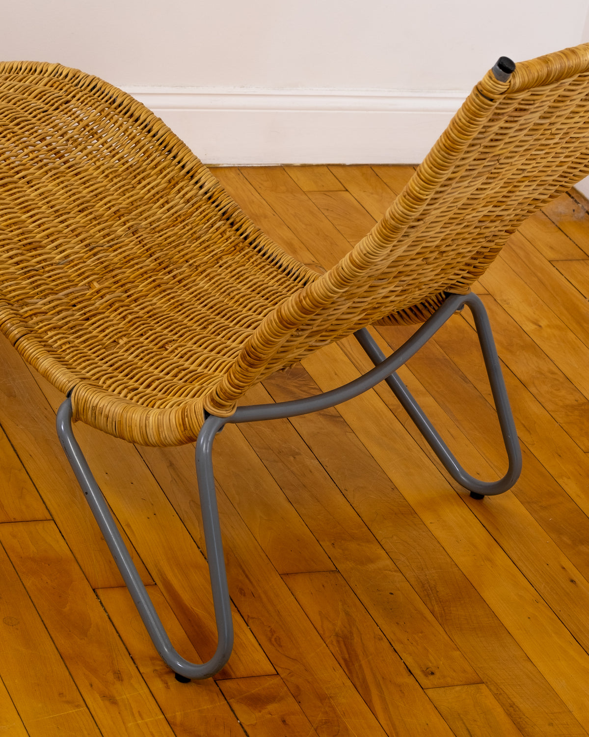 Vintage Karl Malmvall for IKEA Karlslund Woven Rattan Wave Chaise