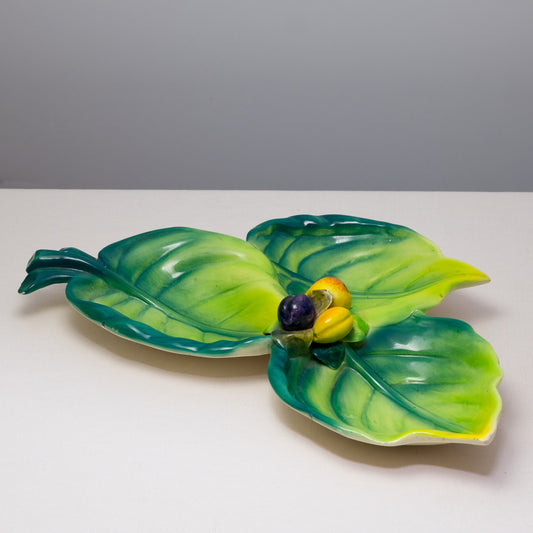 Vintage Italian Leaf & Fig Ceramic Serving Platter