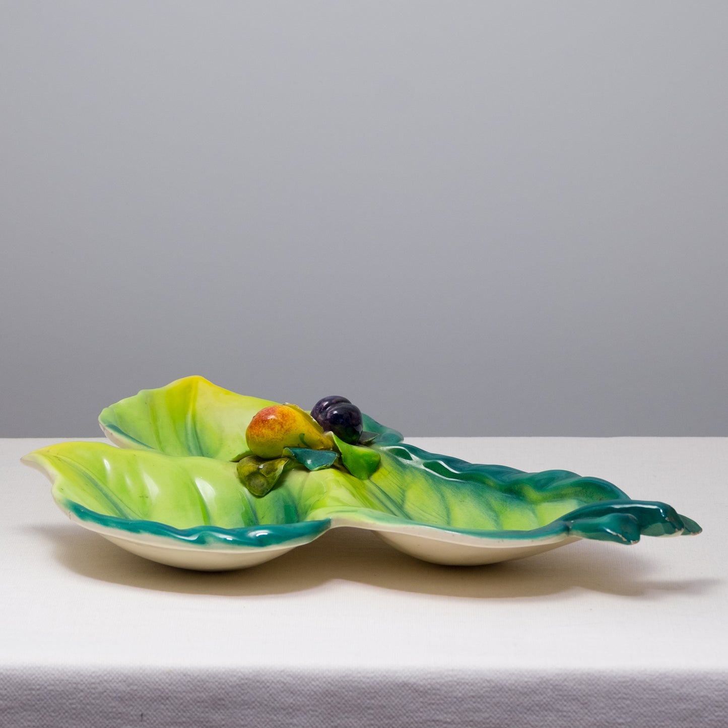 Vintage Italian Leaf & Fig Ceramic Serving Platter