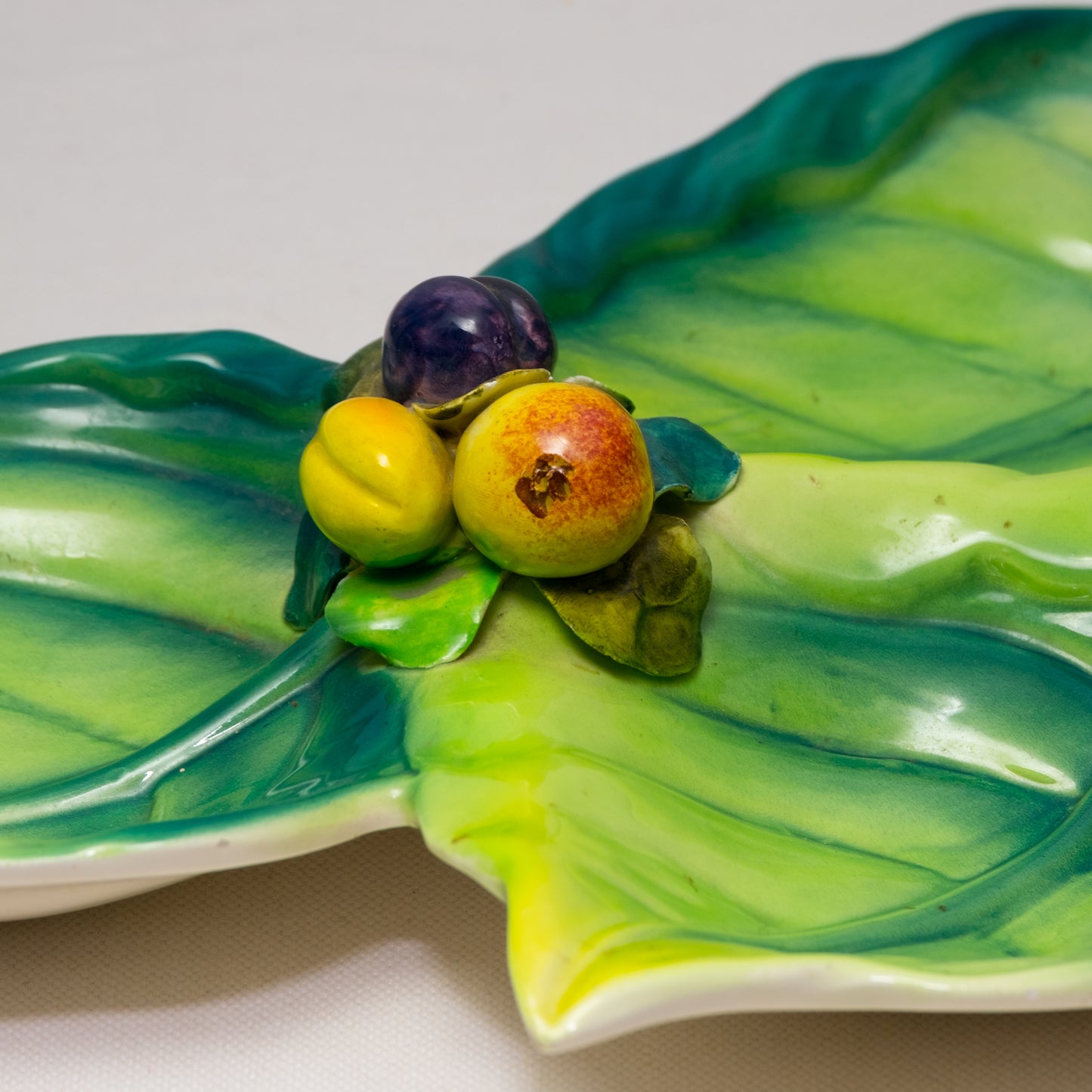 Vintage Italian Leaf & Fig Ceramic Serving Platter