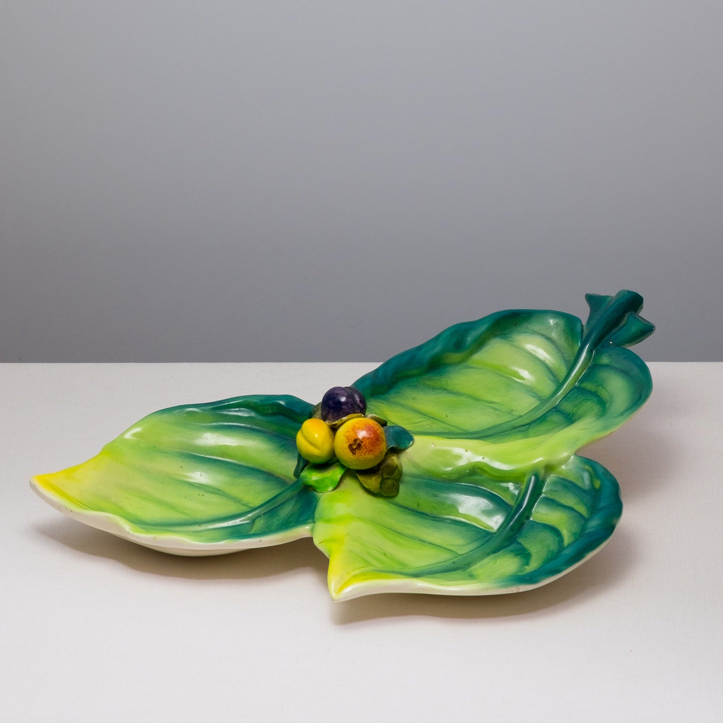 Vintage Italian Leaf & Fig Ceramic Serving Platter