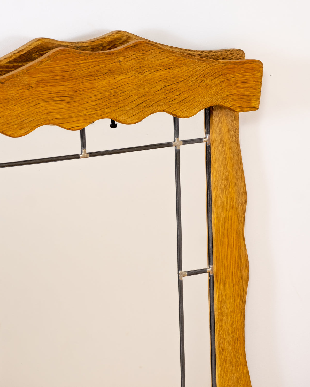 Illuminated Danish Oak Leaded Glass Mirror