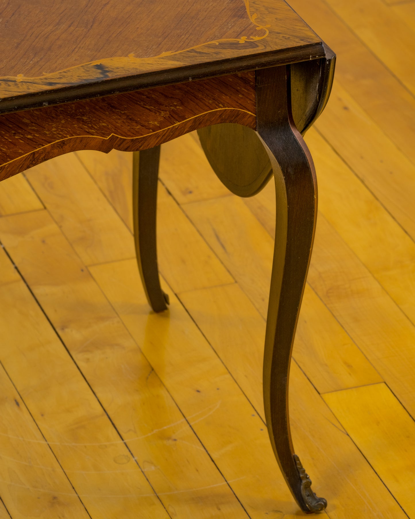 French Marquetry Louis XV Style Fruitwood Coffee Table