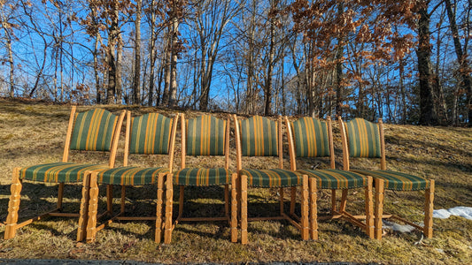 Danish Oak & Linen Dining Chairs (set of 6) attr. Henning Kjaernulf