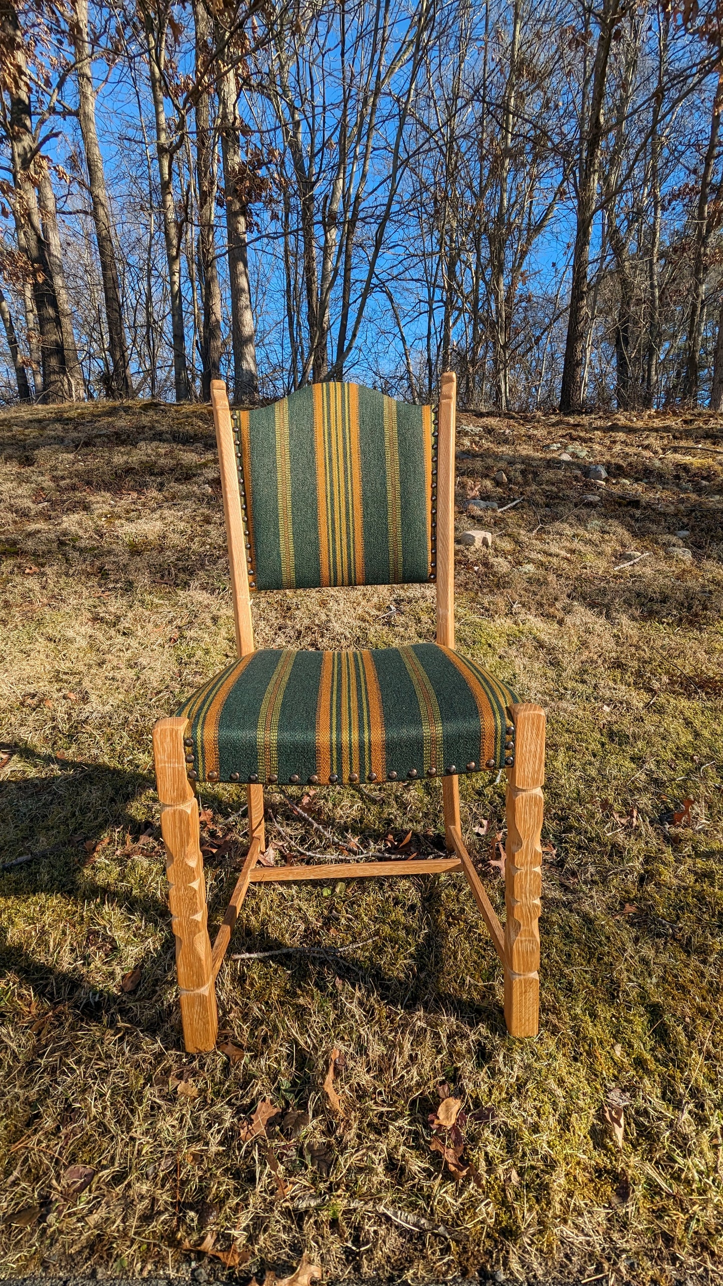 Danish Oak & Linen Dining Chairs (set of 6) attr. Henning Kjaernulf
