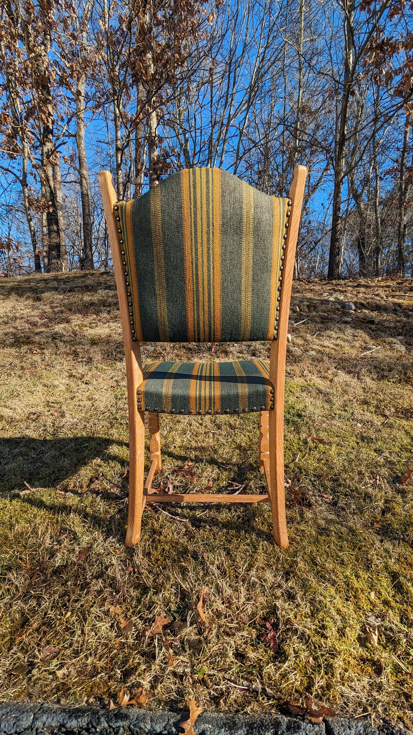 Danish Oak & Linen Dining Chairs (set of 6) attr. Henning Kjaernulf
