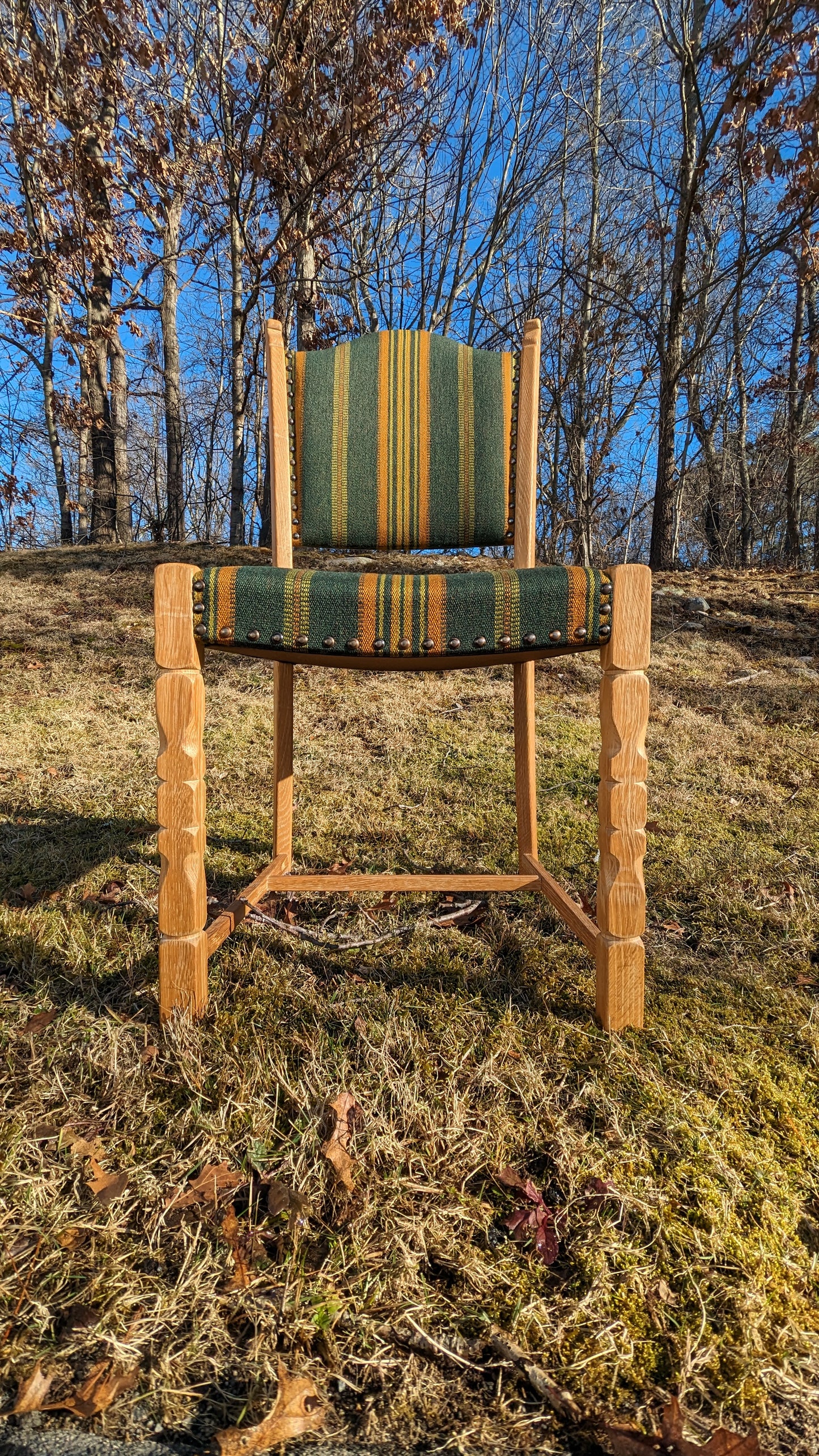 Danish Oak & Linen Dining Chairs (set of 6) attr. Henning Kjaernulf