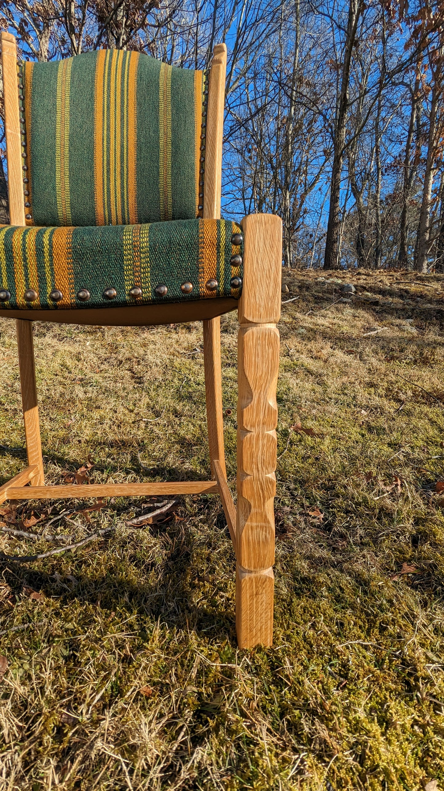 Danish Oak & Linen Dining Chairs (set of 6) attr. Henning Kjaernulf