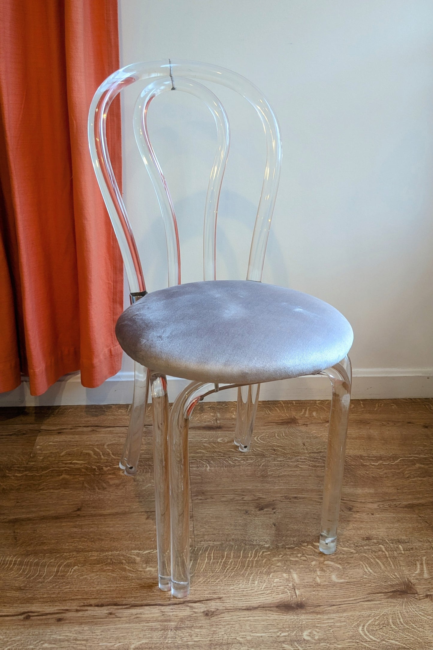 Lucite Bistro Chairs with Velvet Seat