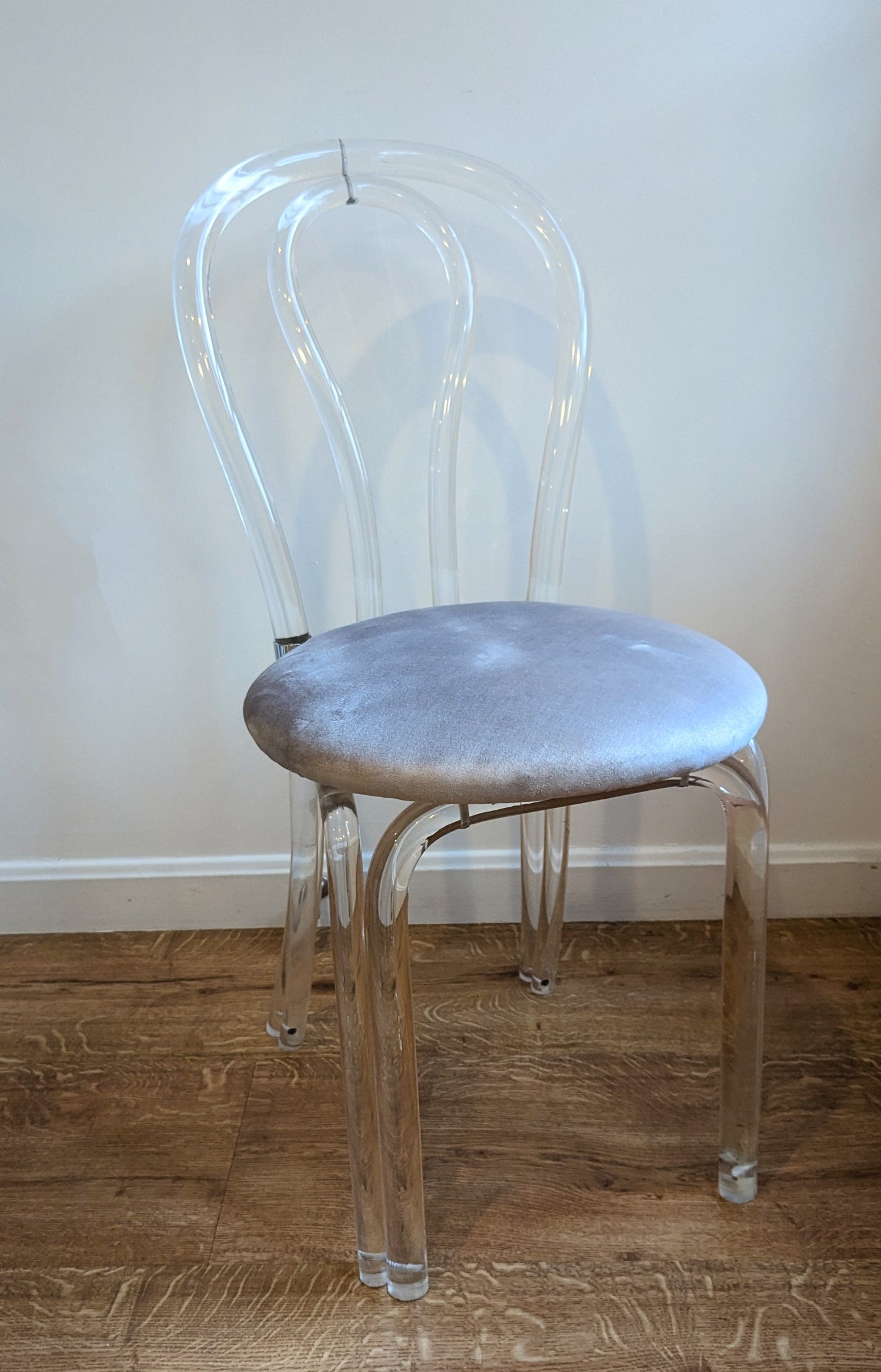 Lucite Bistro Chairs with Velvet Seat