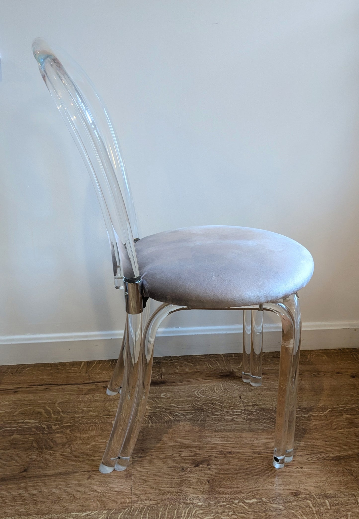 Lucite Bistro Chairs with Velvet Seat