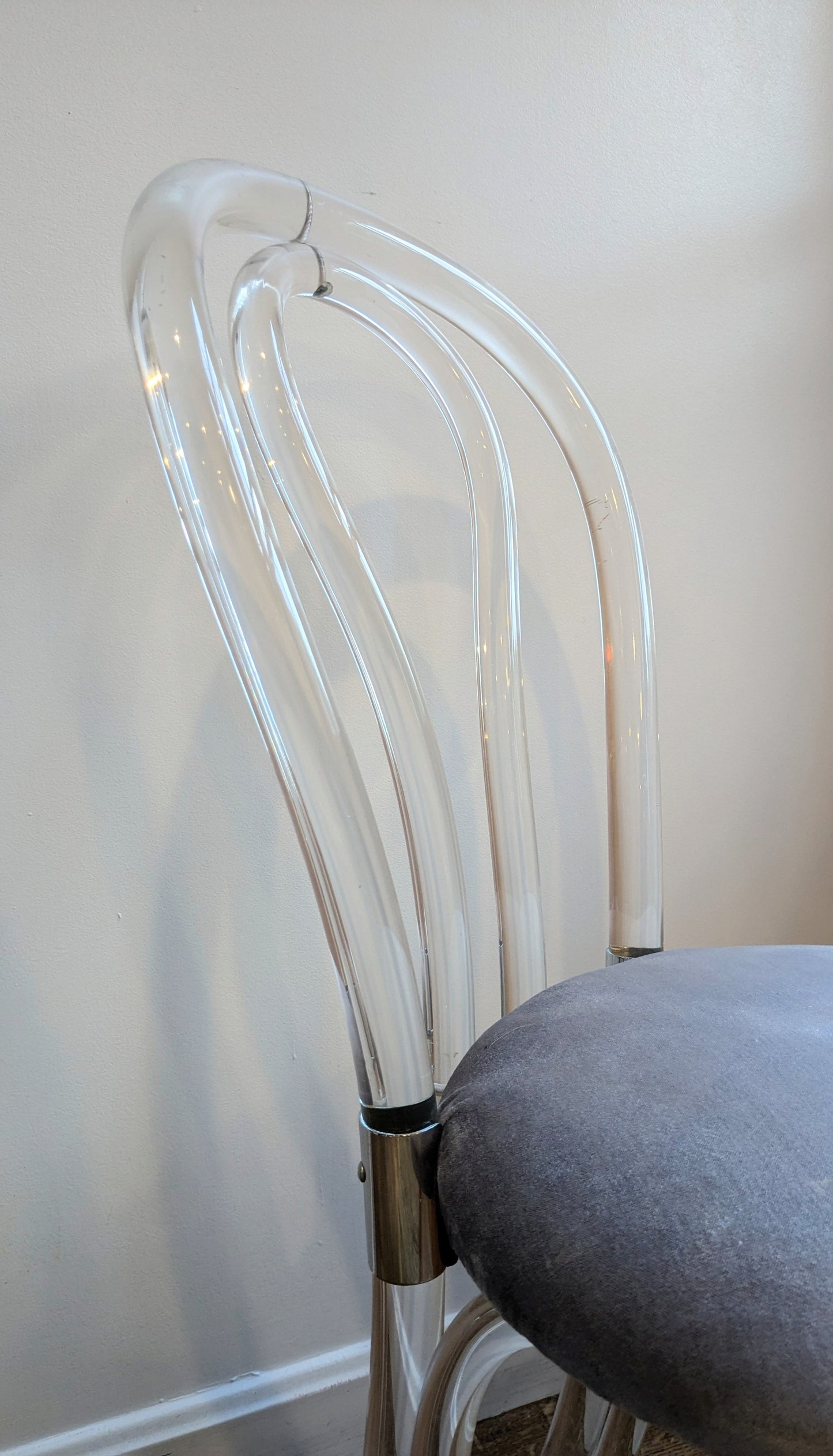 Lucite Bistro Chairs with Velvet Seat