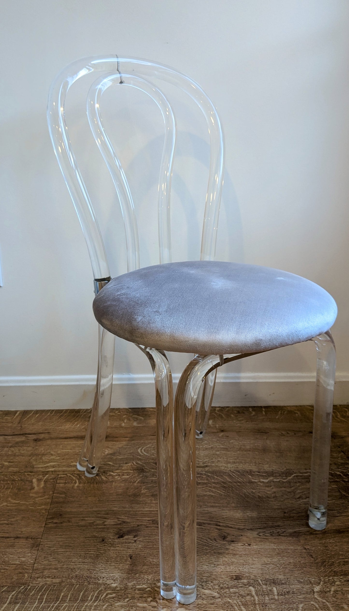 Lucite Bistro Chairs with Velvet Seat