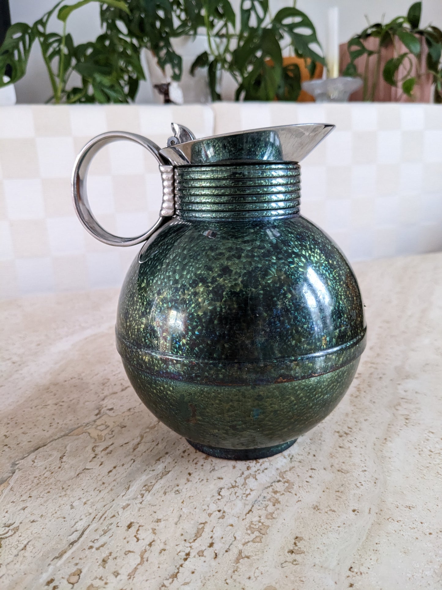 1930s Holographic Machine Age Coffee Carafe