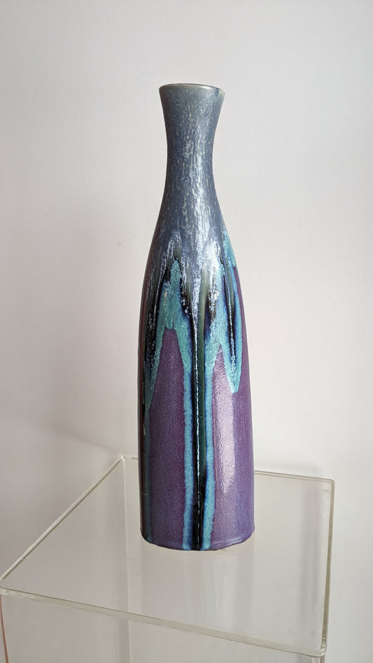 MCM Tall Drip Glaze Vase in Purples and Blues