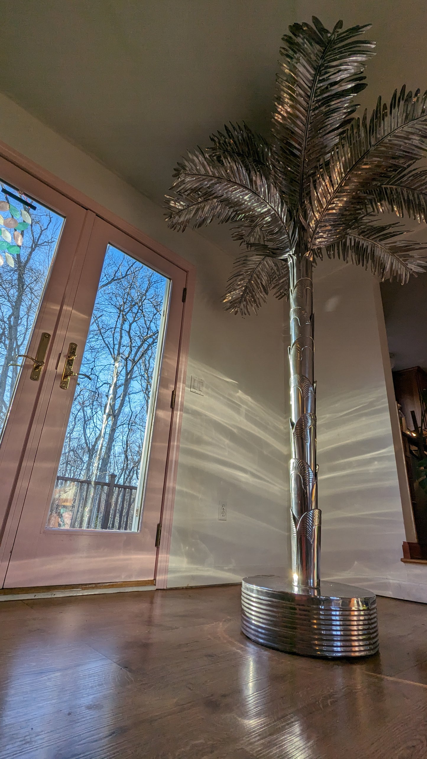 Art Deco Revival Silver Palm Tree