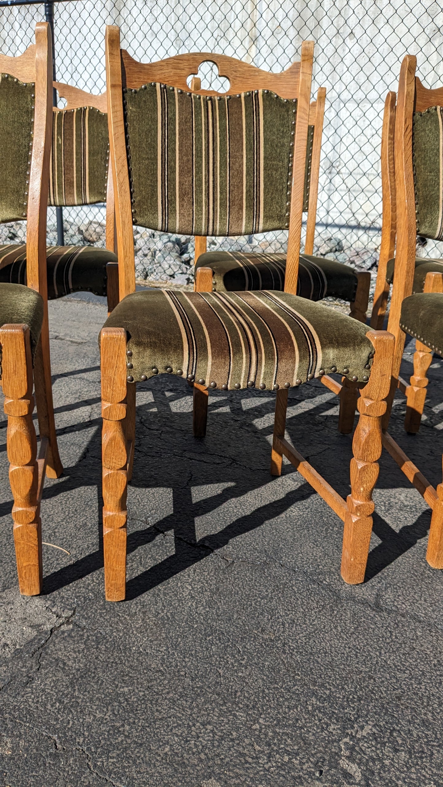 Danish Modern Oak Dining Chairs w/Mohair Fabric