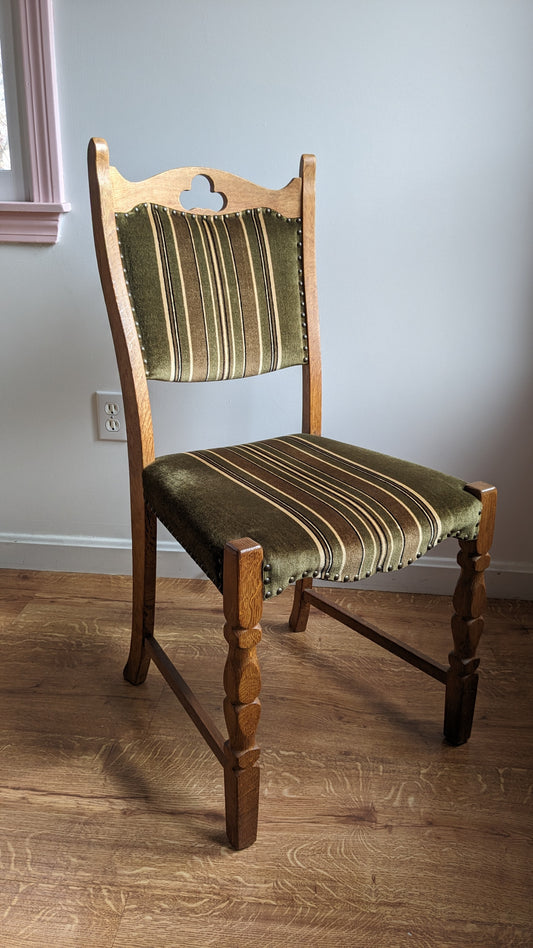 Danish Modern Oak Dining Chairs w/Mohair Fabric