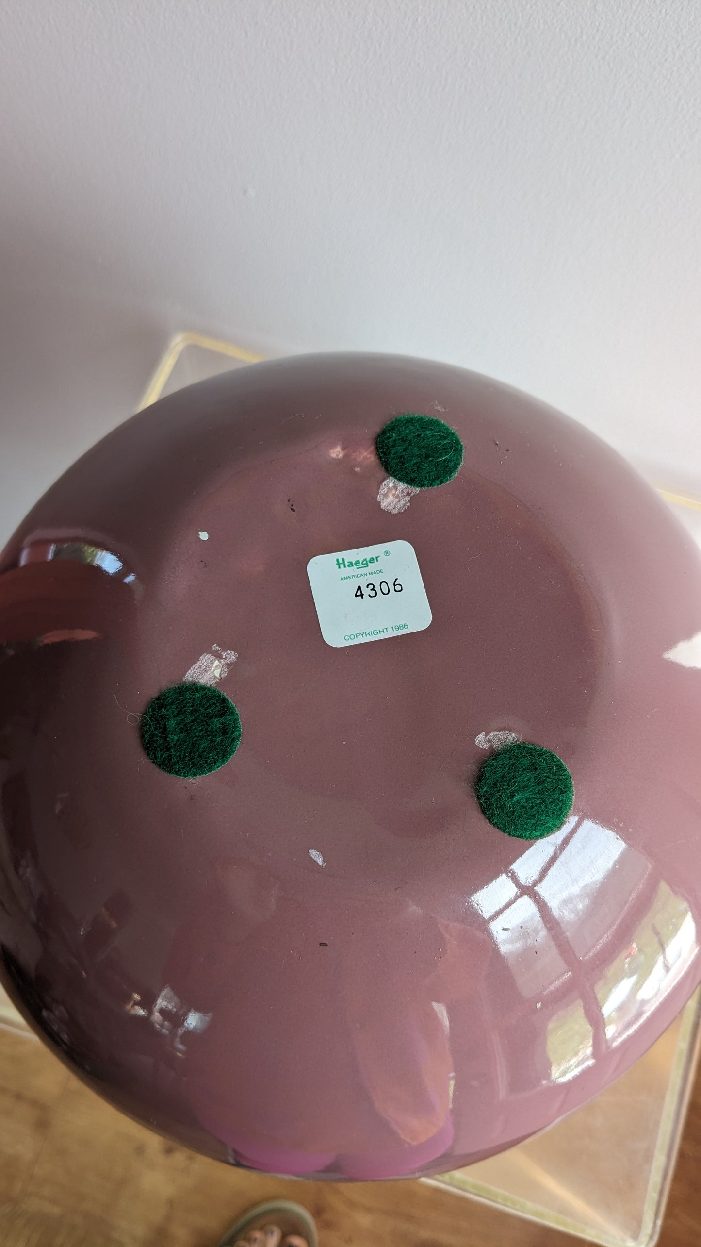 1986 Mauve Sphere Vase by Haeger