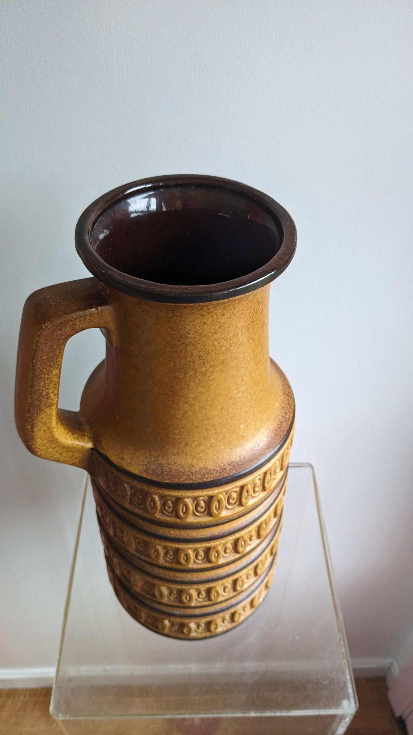 Retro Brown Glazed Floor Vase (West German)