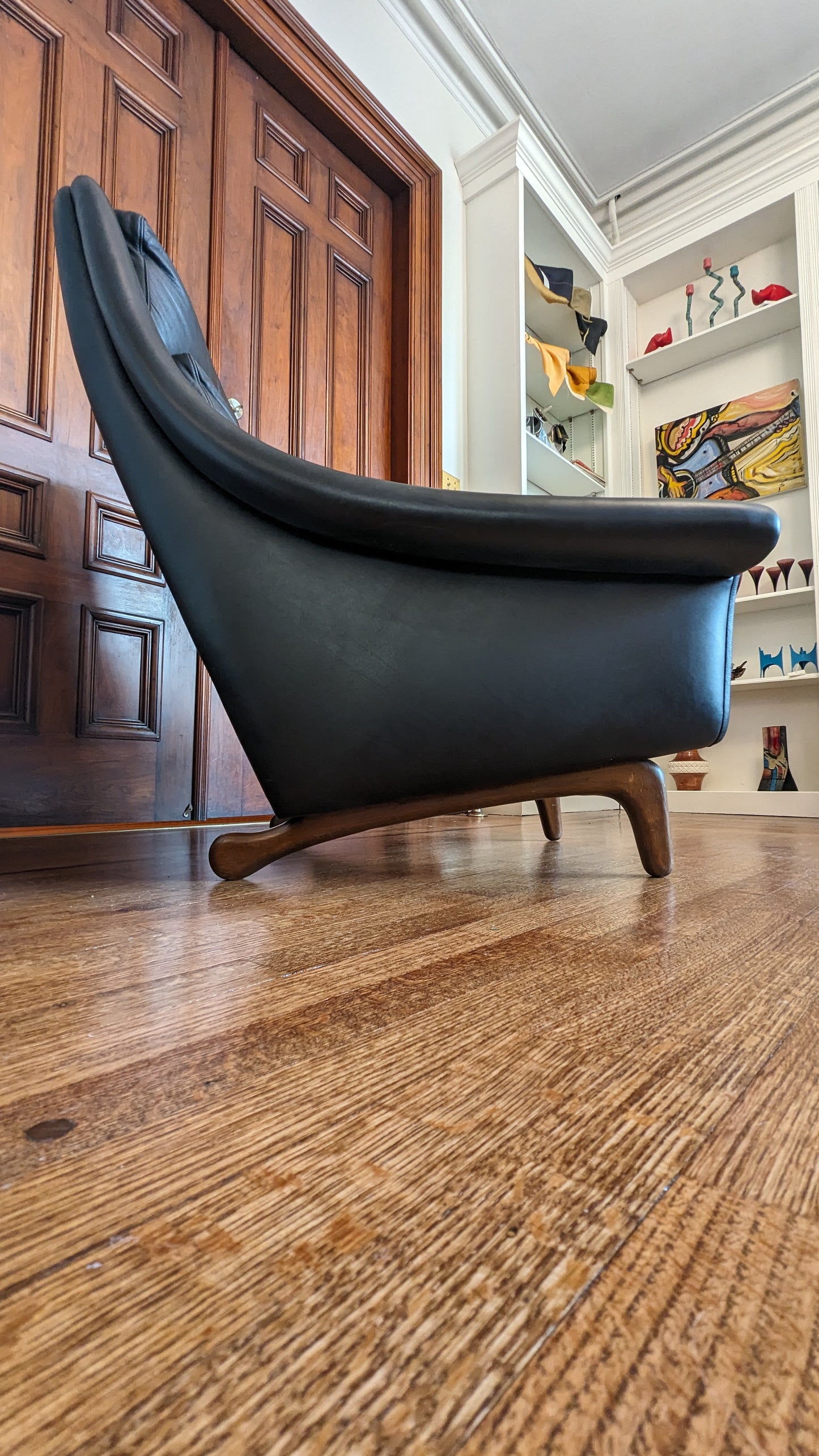 Vintage "Matador" Black Leather Armchair (1960s Danish)