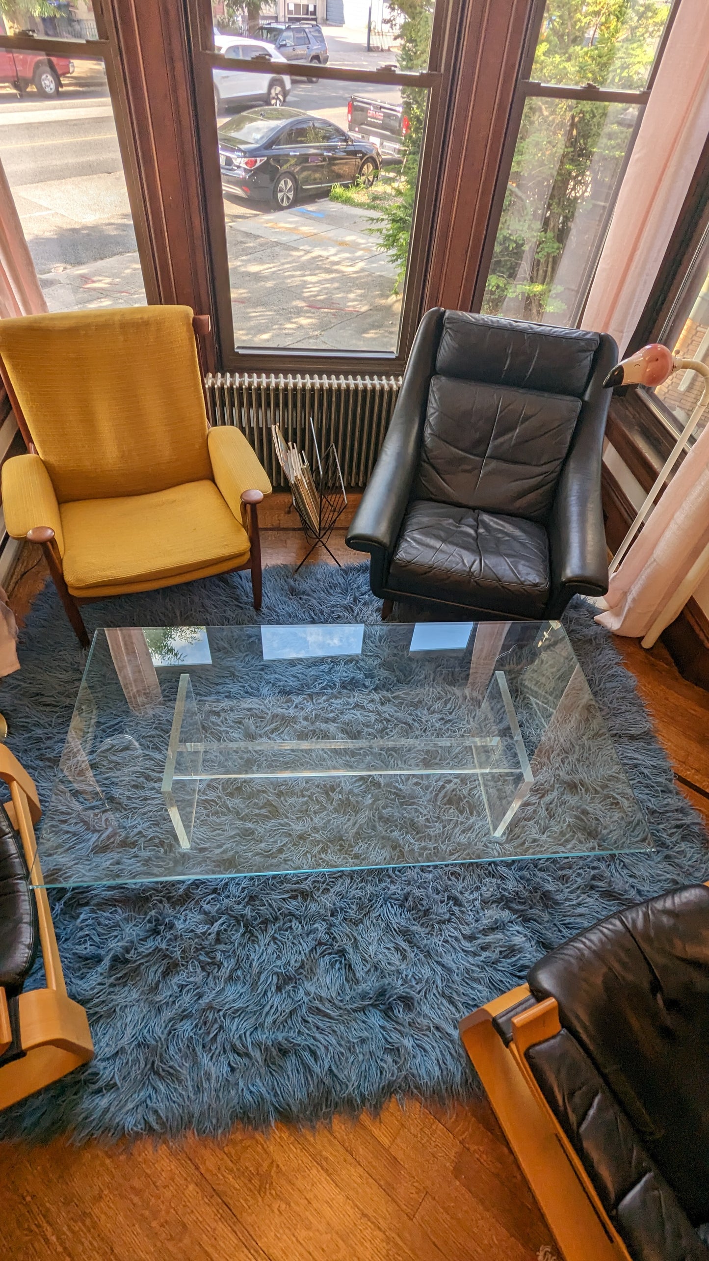 Lucite Base with Glass Top Coffee Table