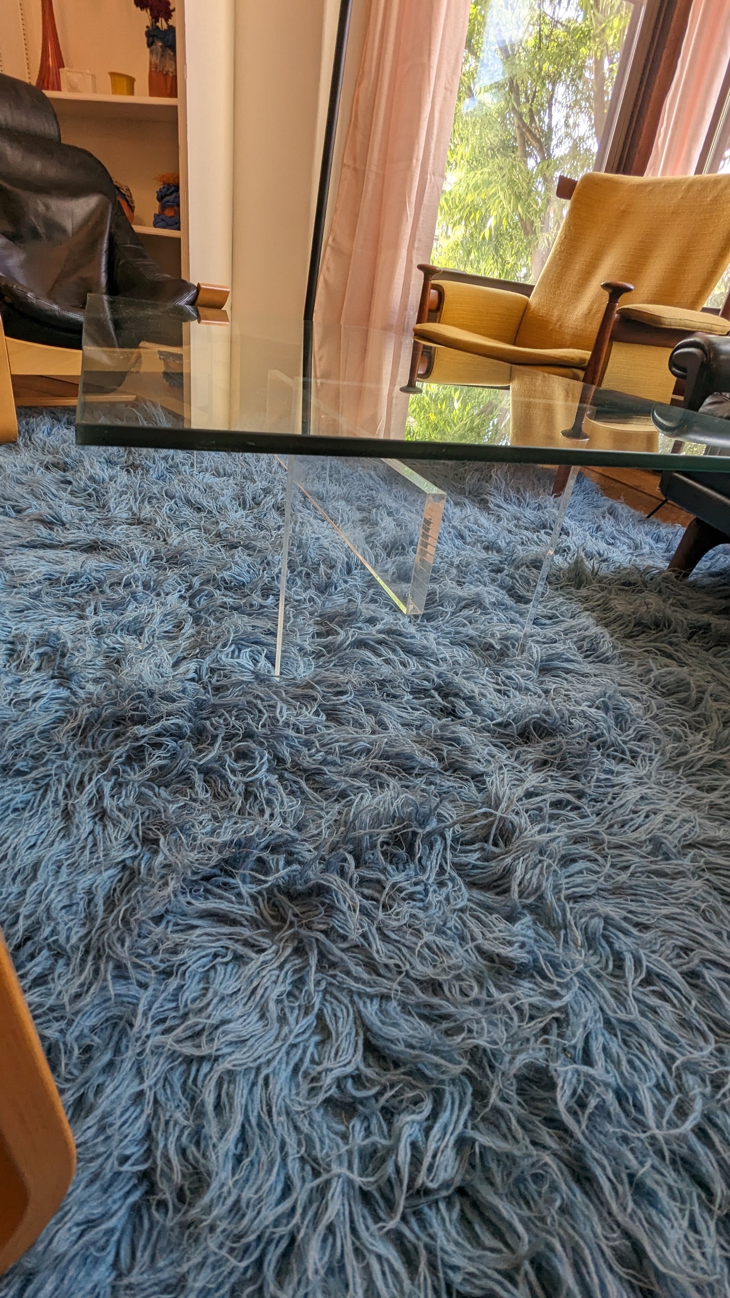 Lucite Base with Glass Top Coffee Table