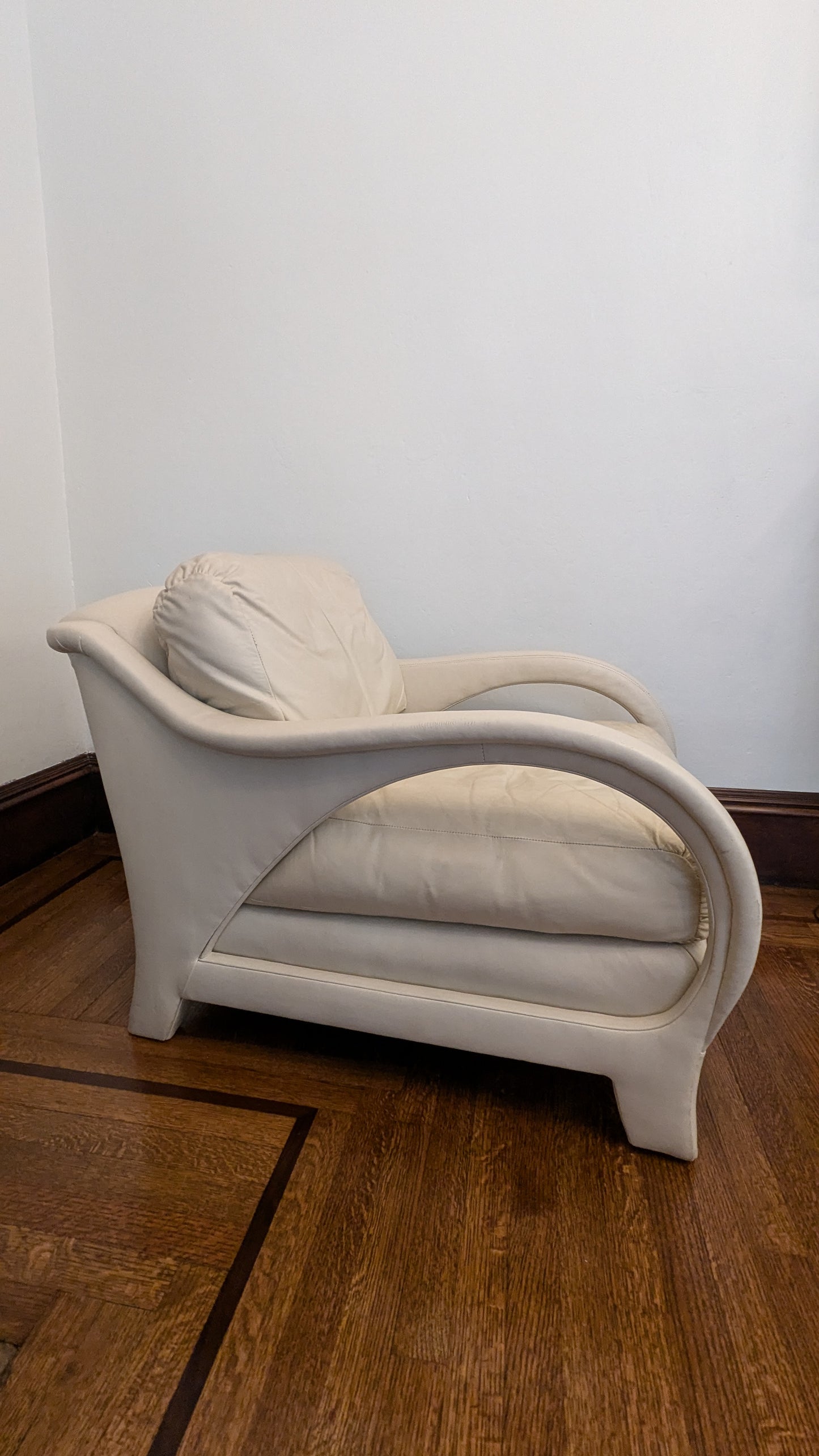 Jay Spectre "Tycoon" Chairs in Cream Leather