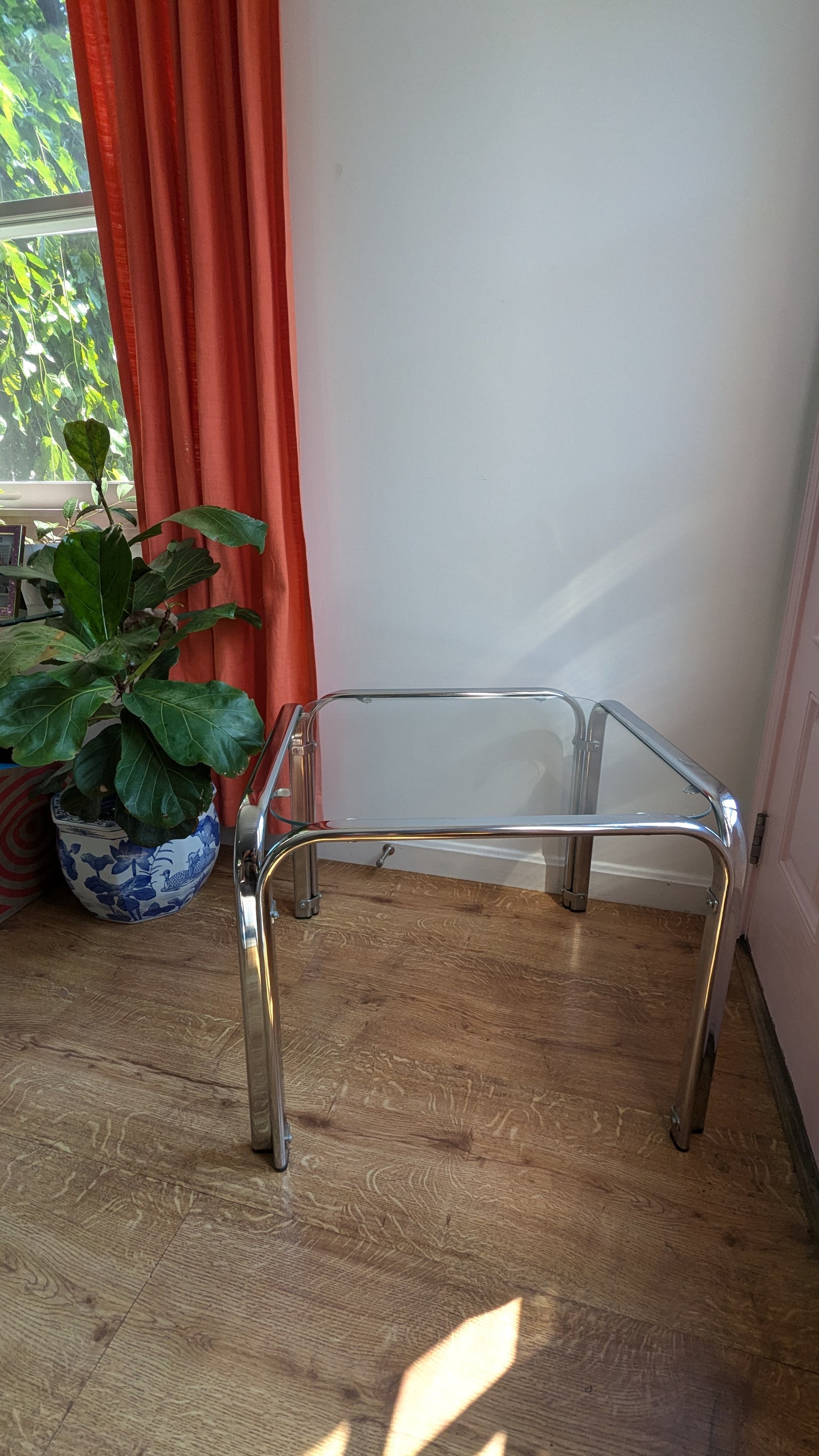 Modern Chrome and Glass Side Table