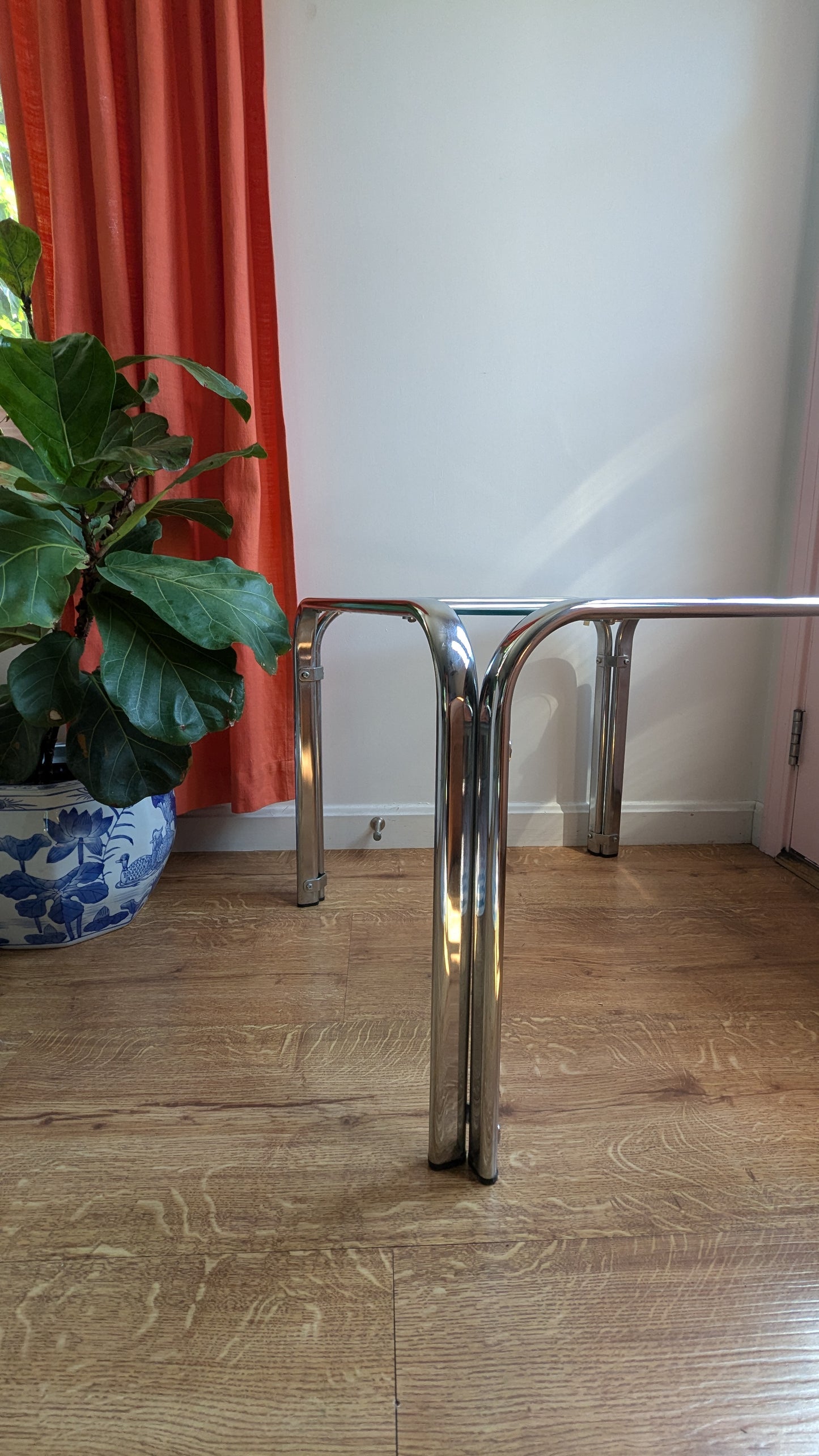 Modern Chrome and Glass Side Table