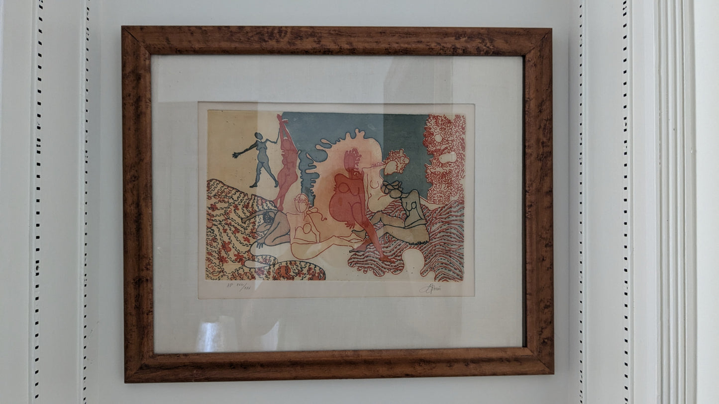 Beautiful Stein Color Lithograph "Seven Women"