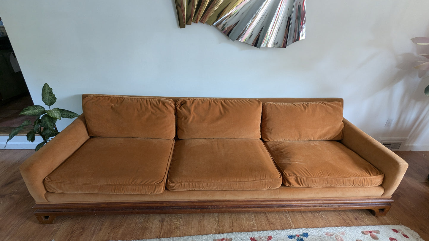 Midcentury Wood Base Long & Sturdy Sofa