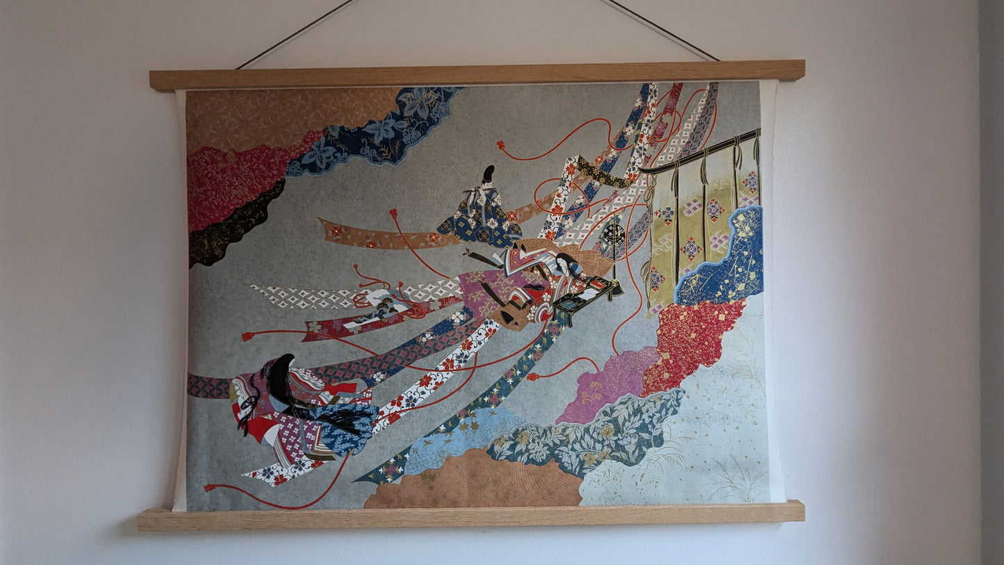 Silkscreen Scene of Japanese Women Lounging
