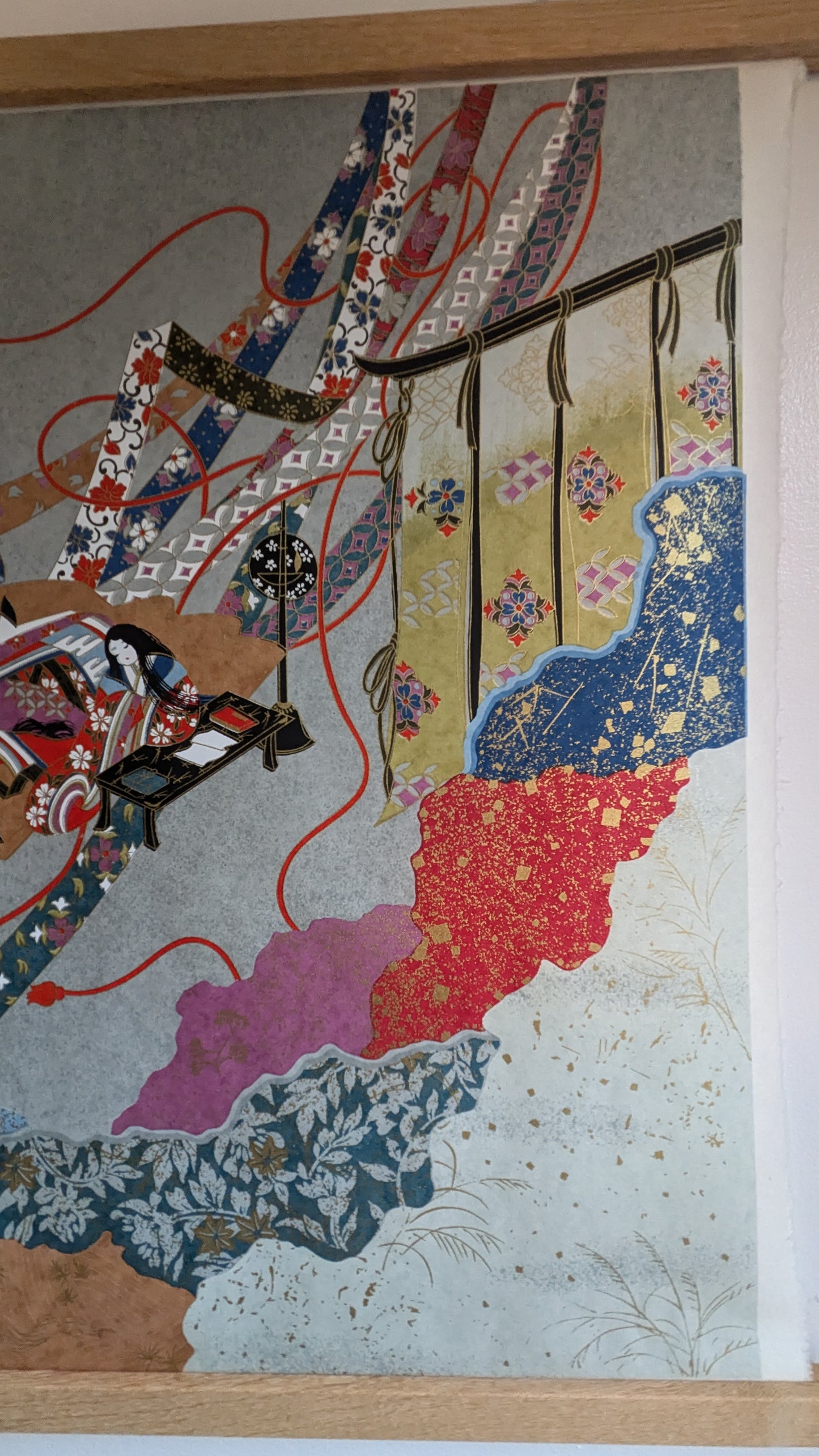 Silkscreen Scene of Japanese Women Lounging