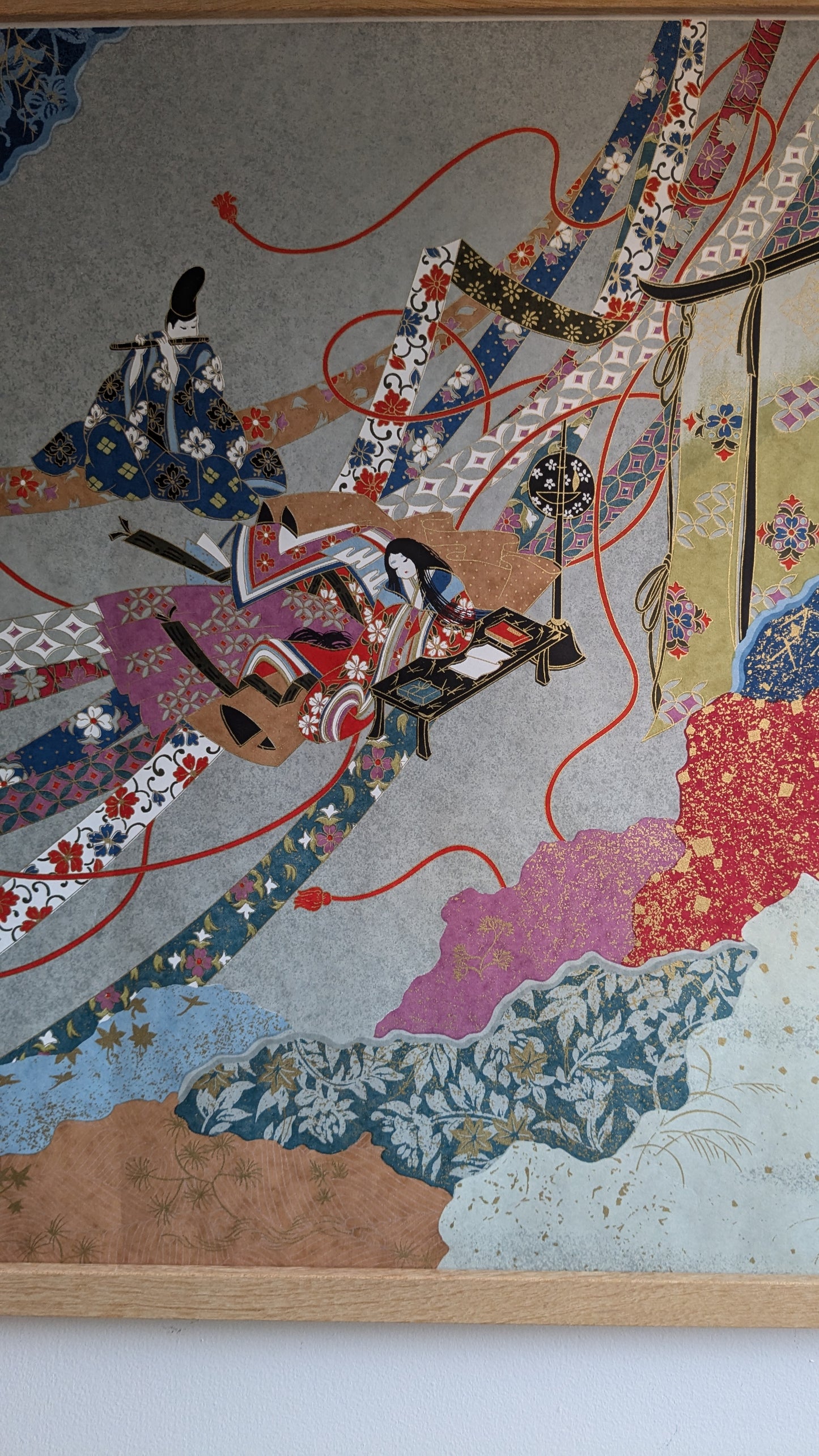 Silkscreen Scene of Japanese Women Lounging