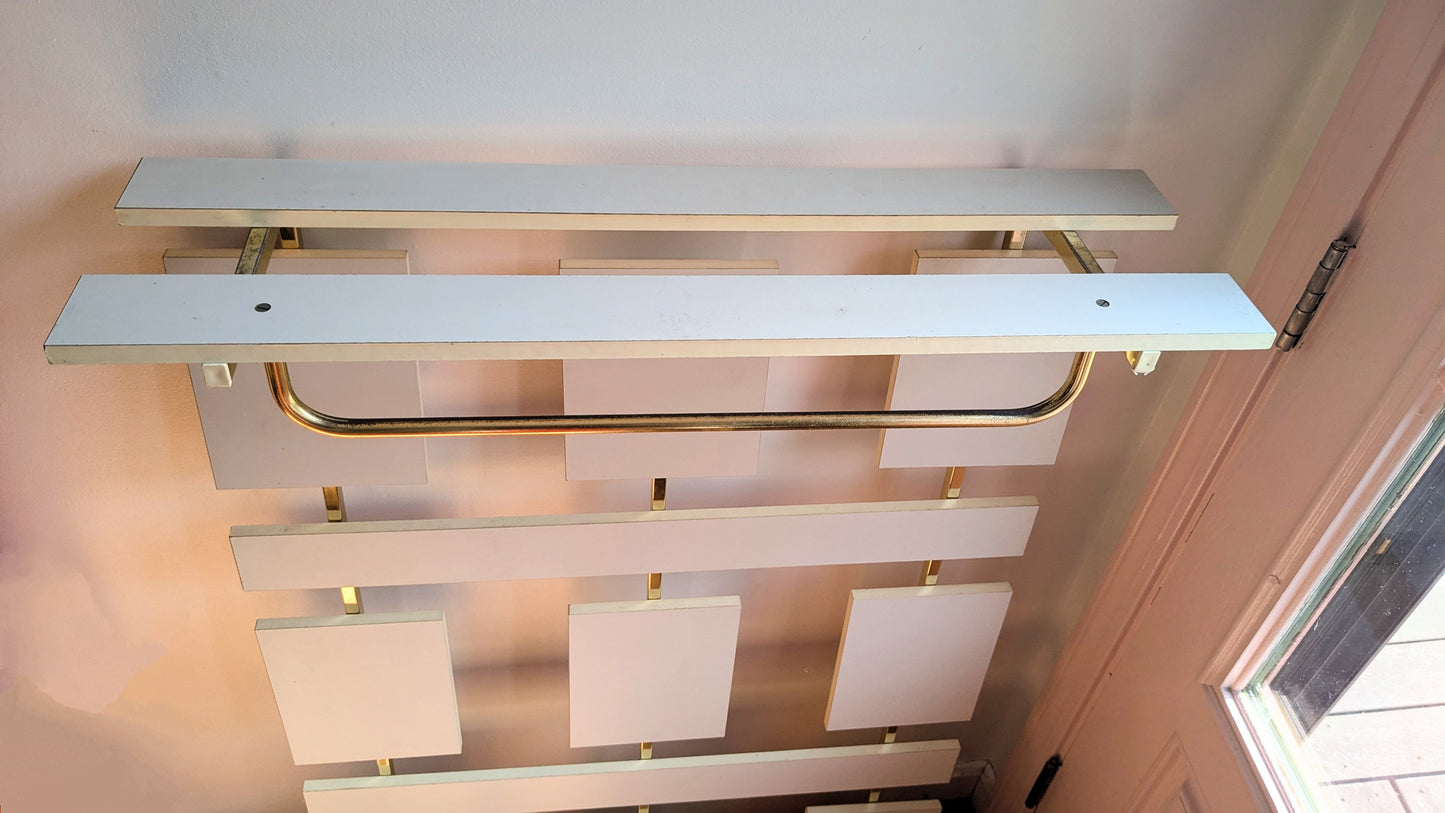1960S White and Brass Wall Mount Coat Rack