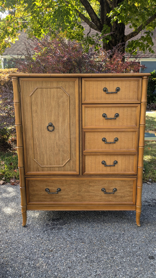 Hollywood Regency Style Faux Bamboo Wardrobe by Broyhill