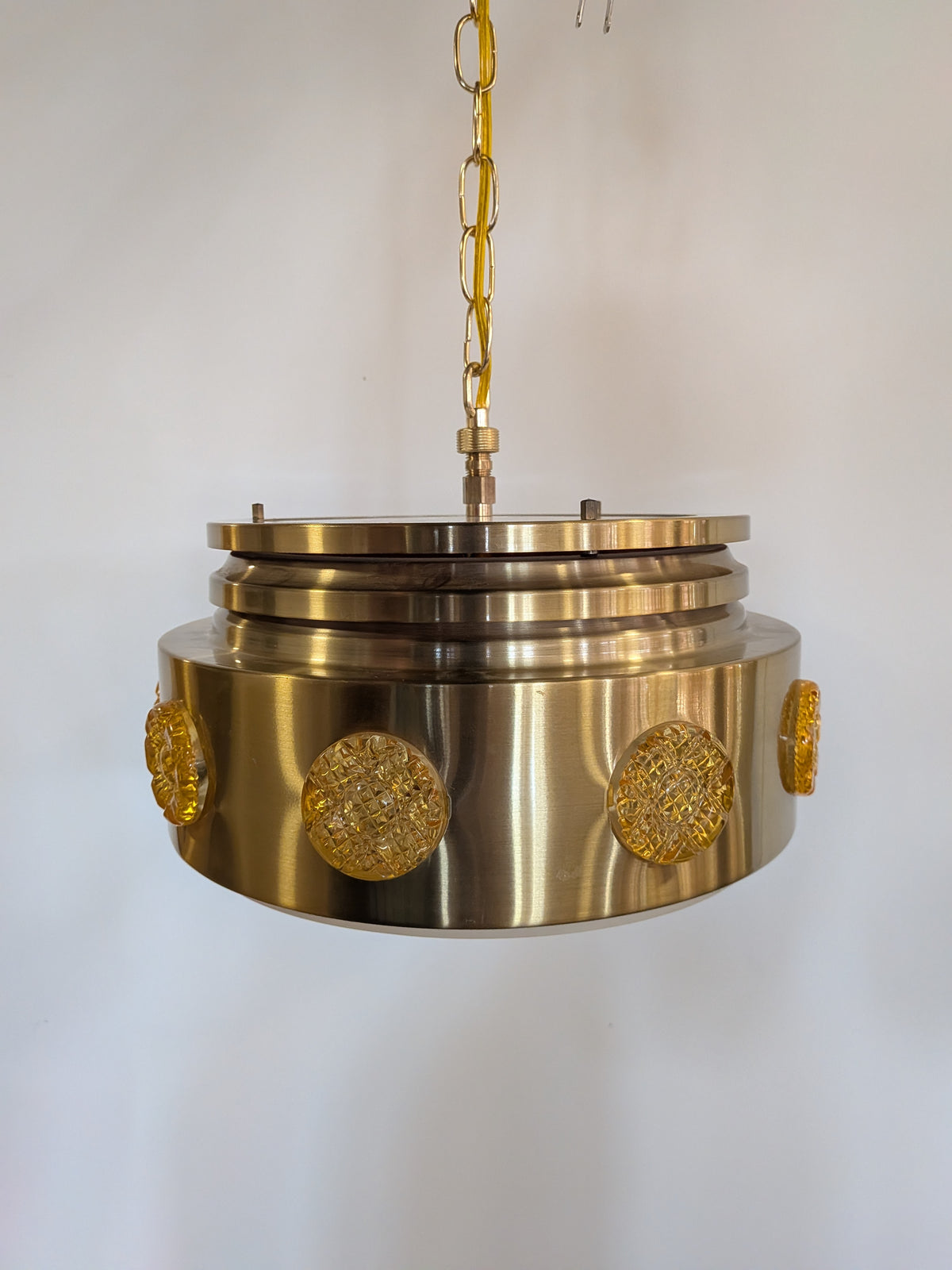 Brass & Amber Danish "Superlight" Pendant Lamp