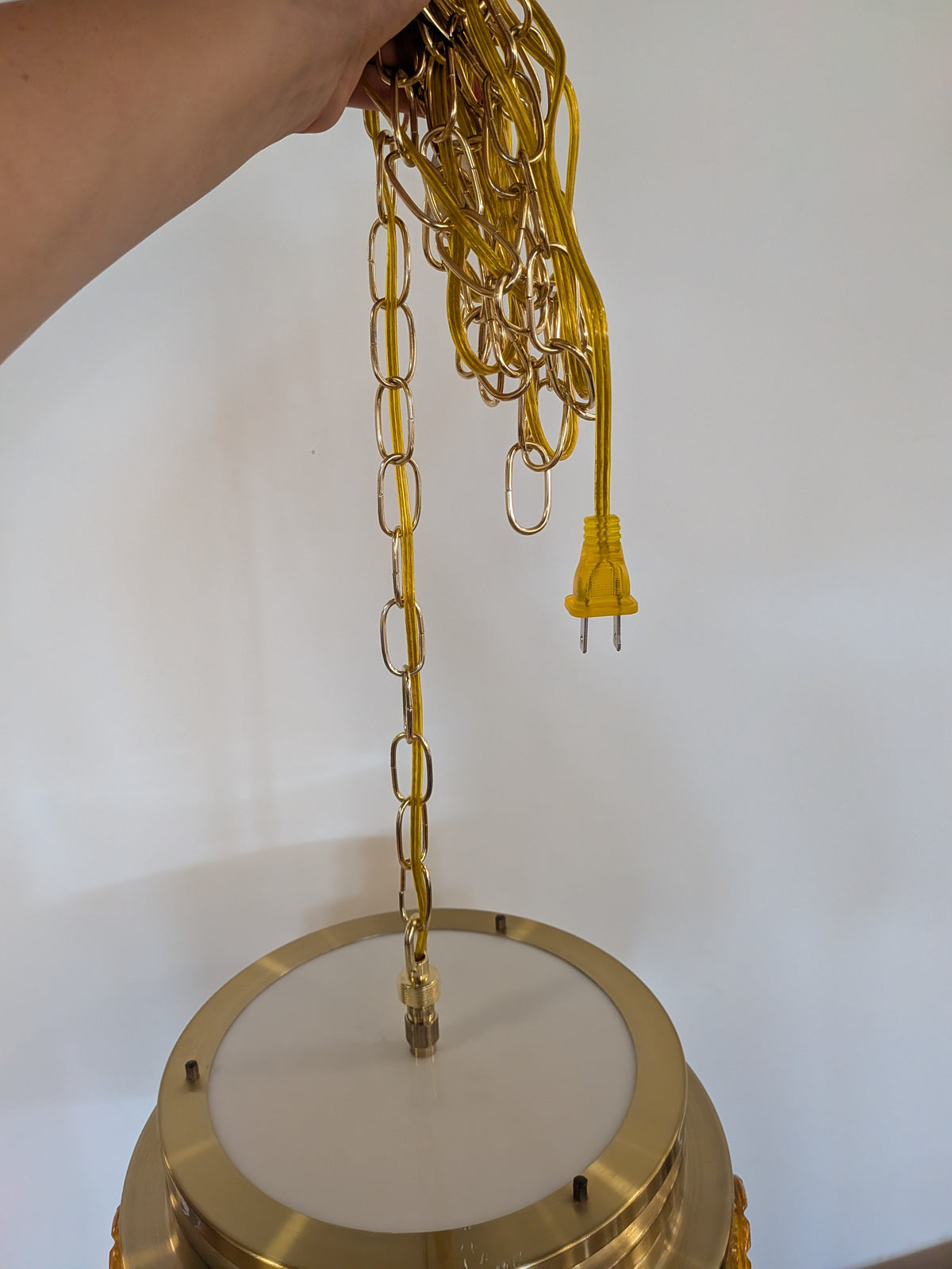 Brass & Amber Danish "Superlight" Pendant Lamp