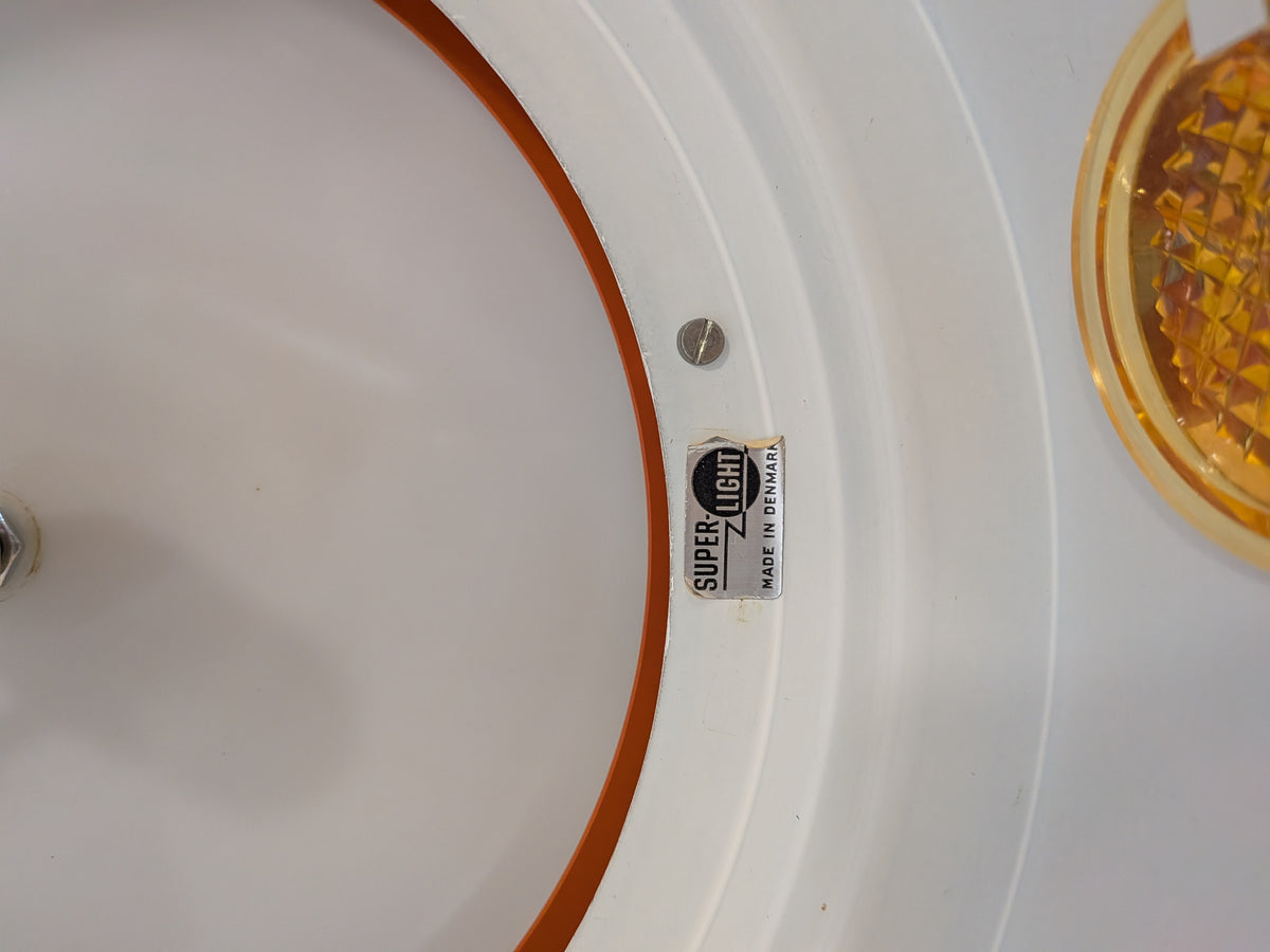 Brass & Amber Danish "Superlight" Pendant Lamp