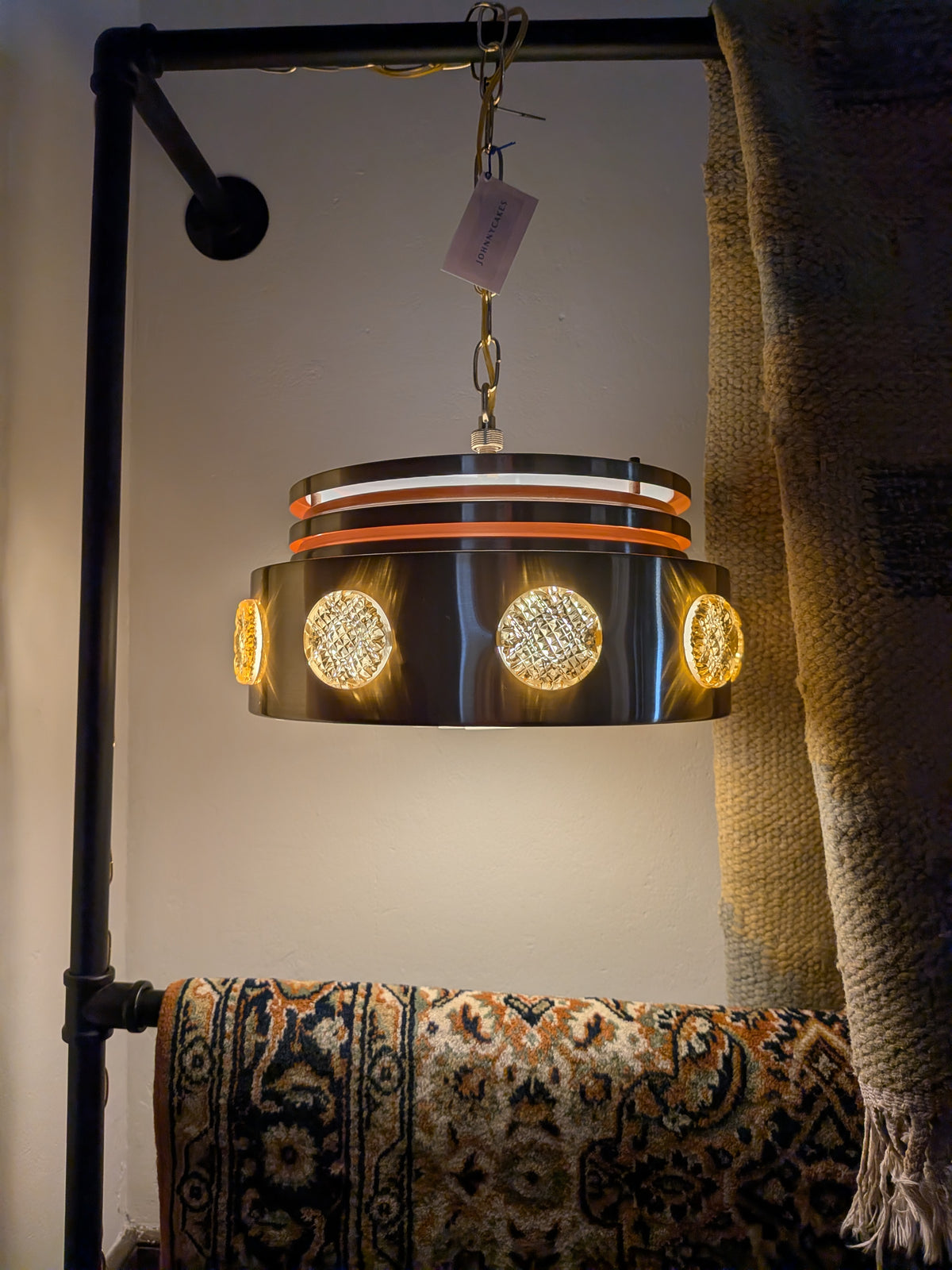Brass & Amber Danish "Superlight" Pendant Lamp