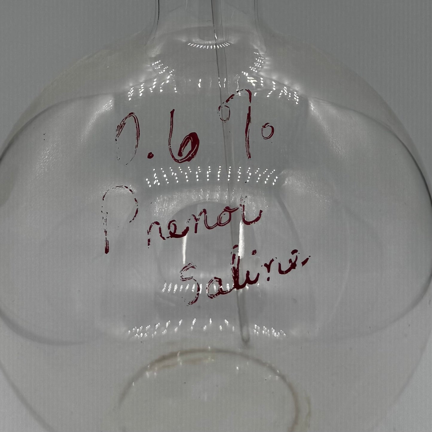 Vintage Glass Flask with Stir Stick and Winemaker's Notes