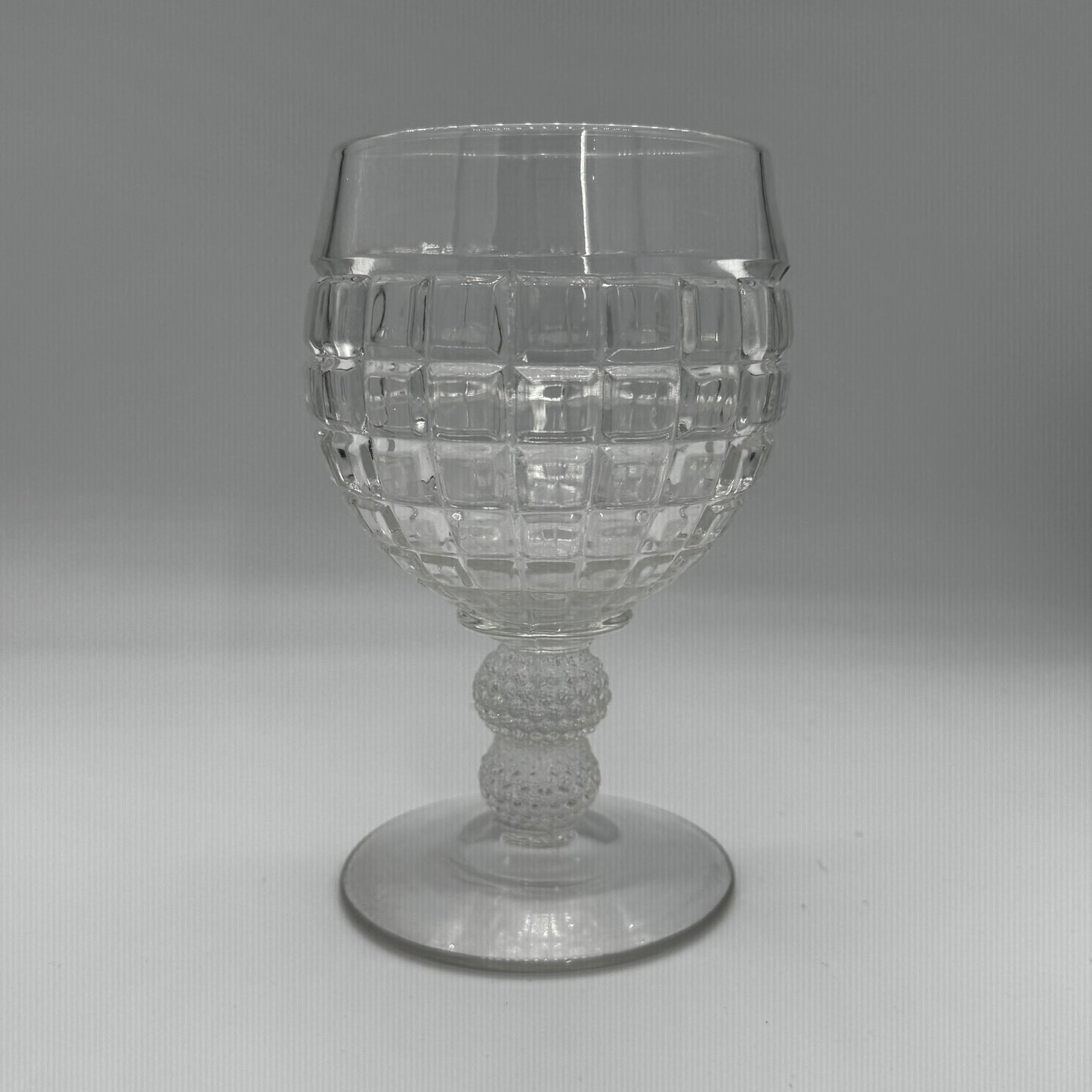 Heisey Victorian Water Goblets with Beaded Knob Stems (Set of Eight)